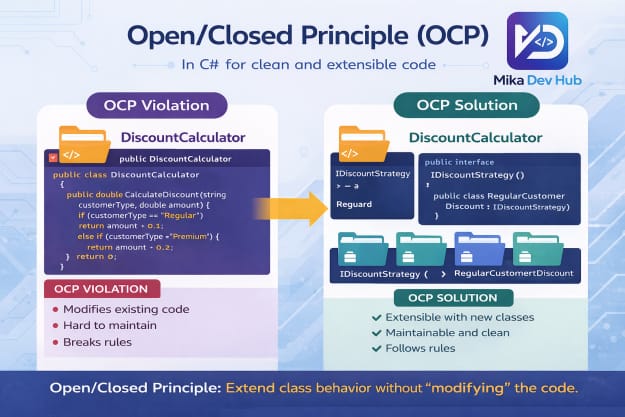 Open/Closed Principle (OCP) in C# with violation and solution example