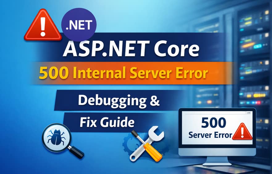 ASP.NET Core 500 internal server error debugging and fix guide diagram