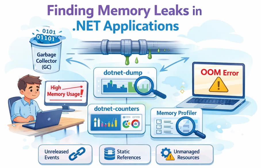 How to find memory leaks in .NET Core applications using dotnet-dump and dotnet-counters tools